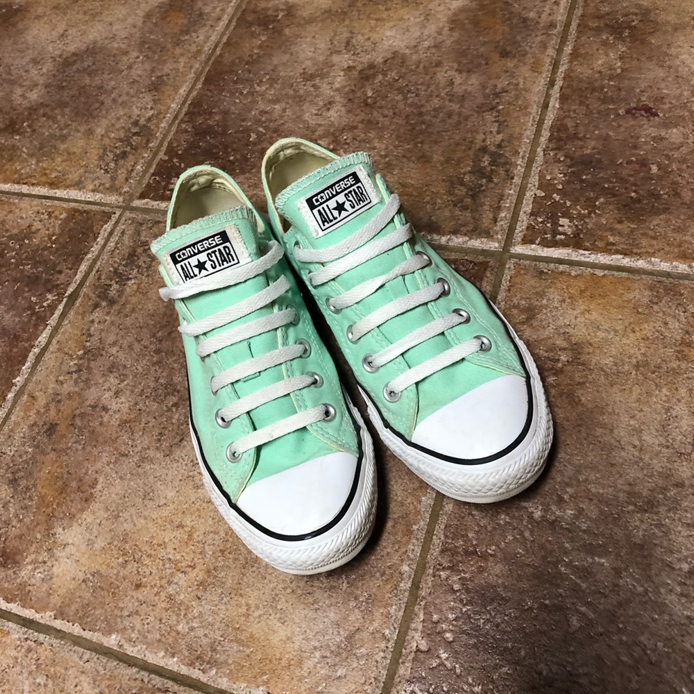 Mint colored converse sneakers
